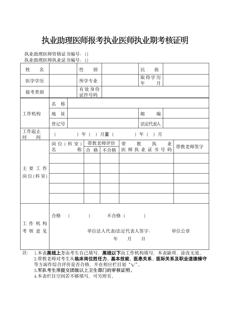 执业助理医师报考执业医师执业期考核证明第1页