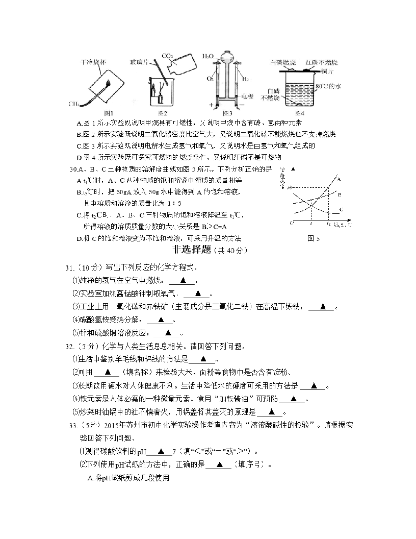 2015苏州中考化学试题及答案第5页