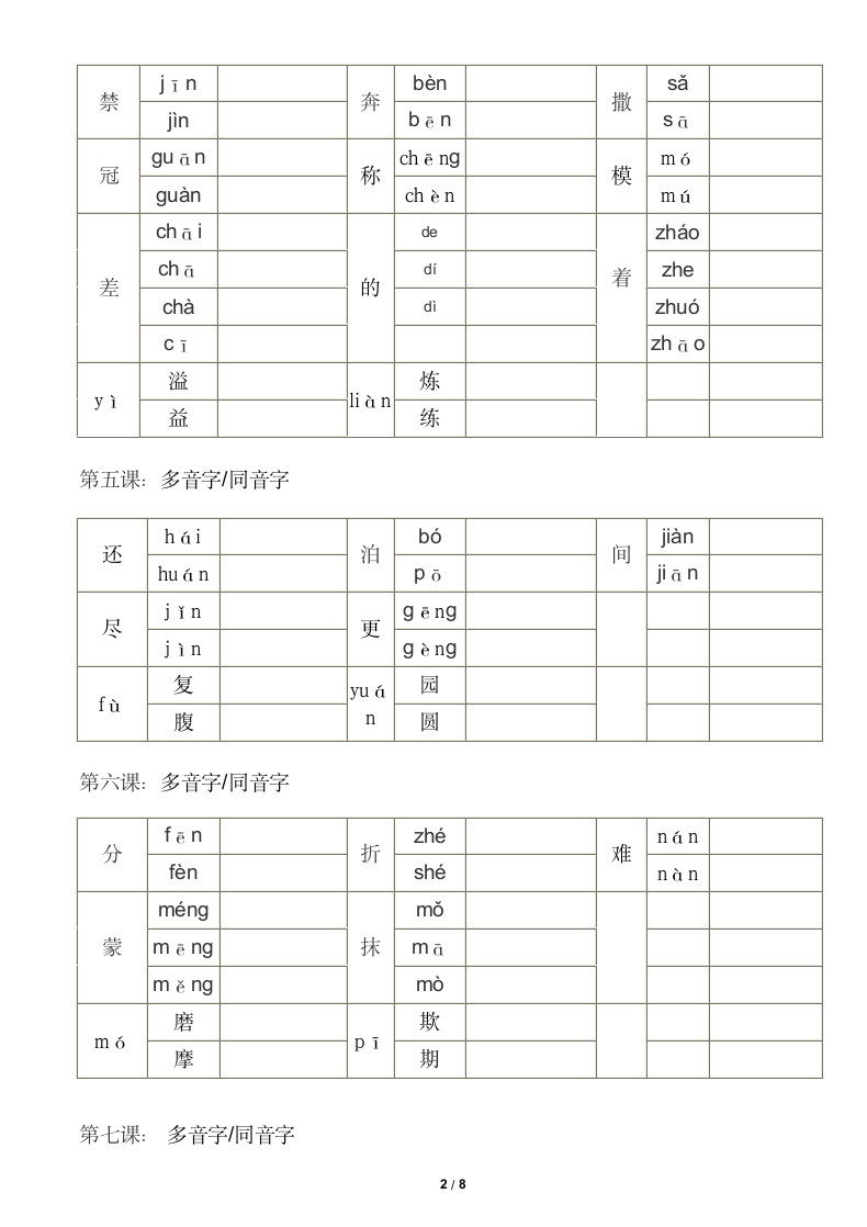 五年级上册语文多音字同音字组词.docx第2页