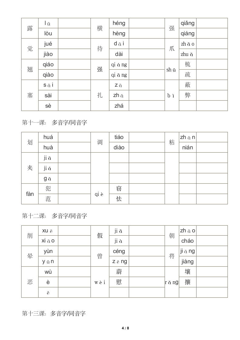 五年级上册语文多音字同音字组词.docx第4页