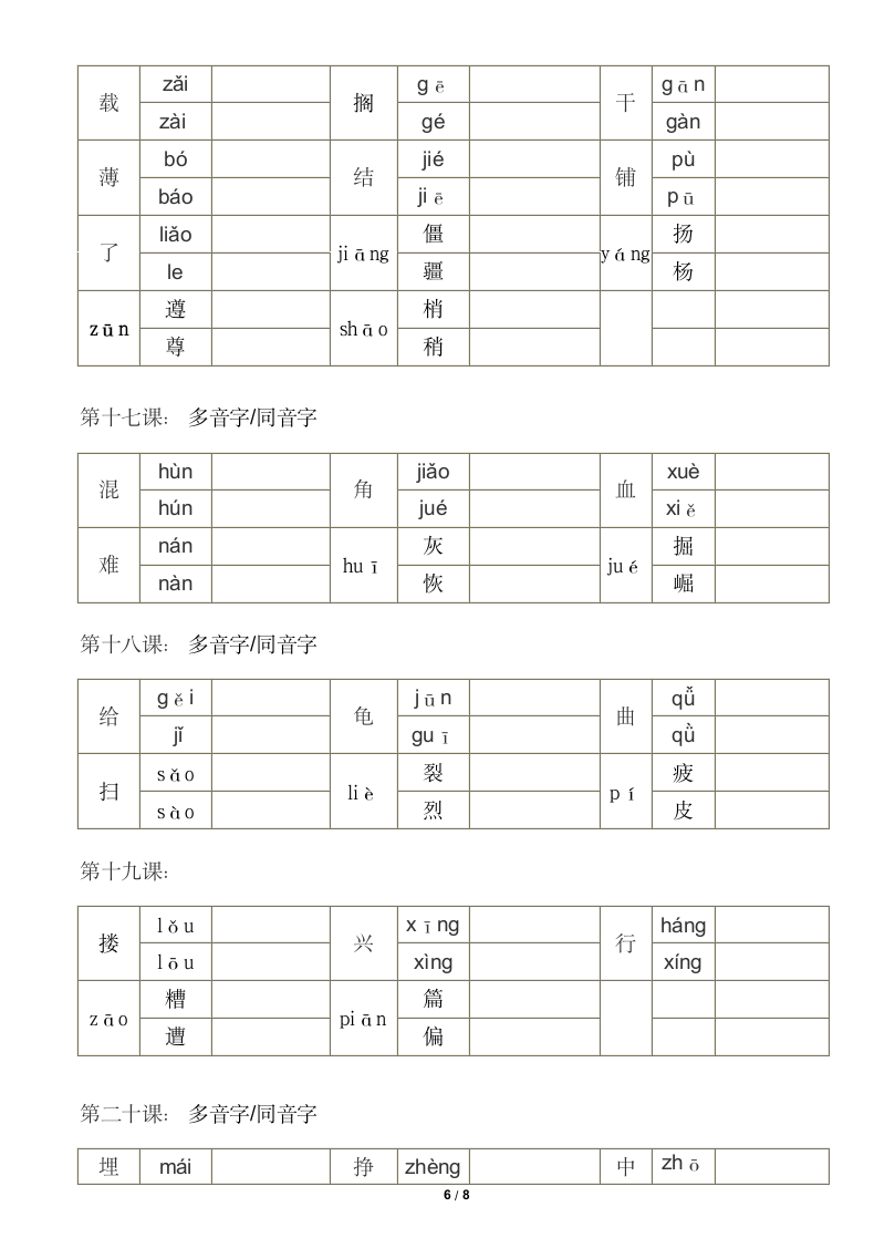 五年级上册语文多音字同音字组词.docx第6页