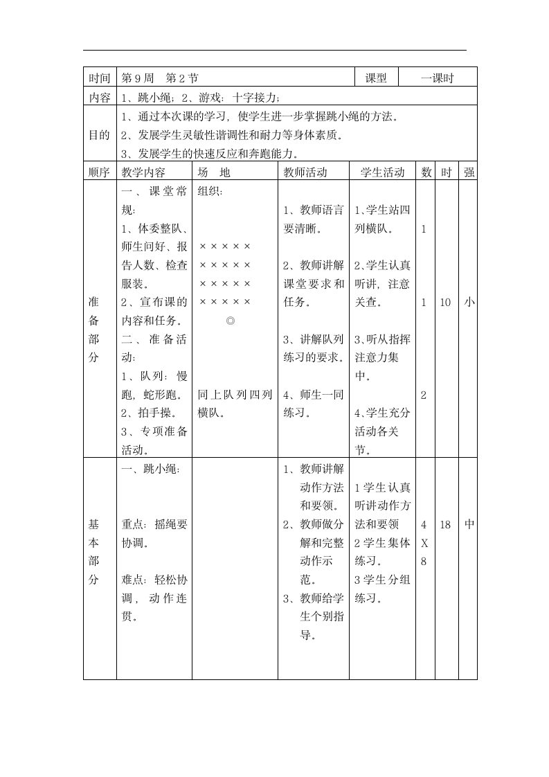 一年级上体育教案-游戏：十字接力_人教版.doc第1页