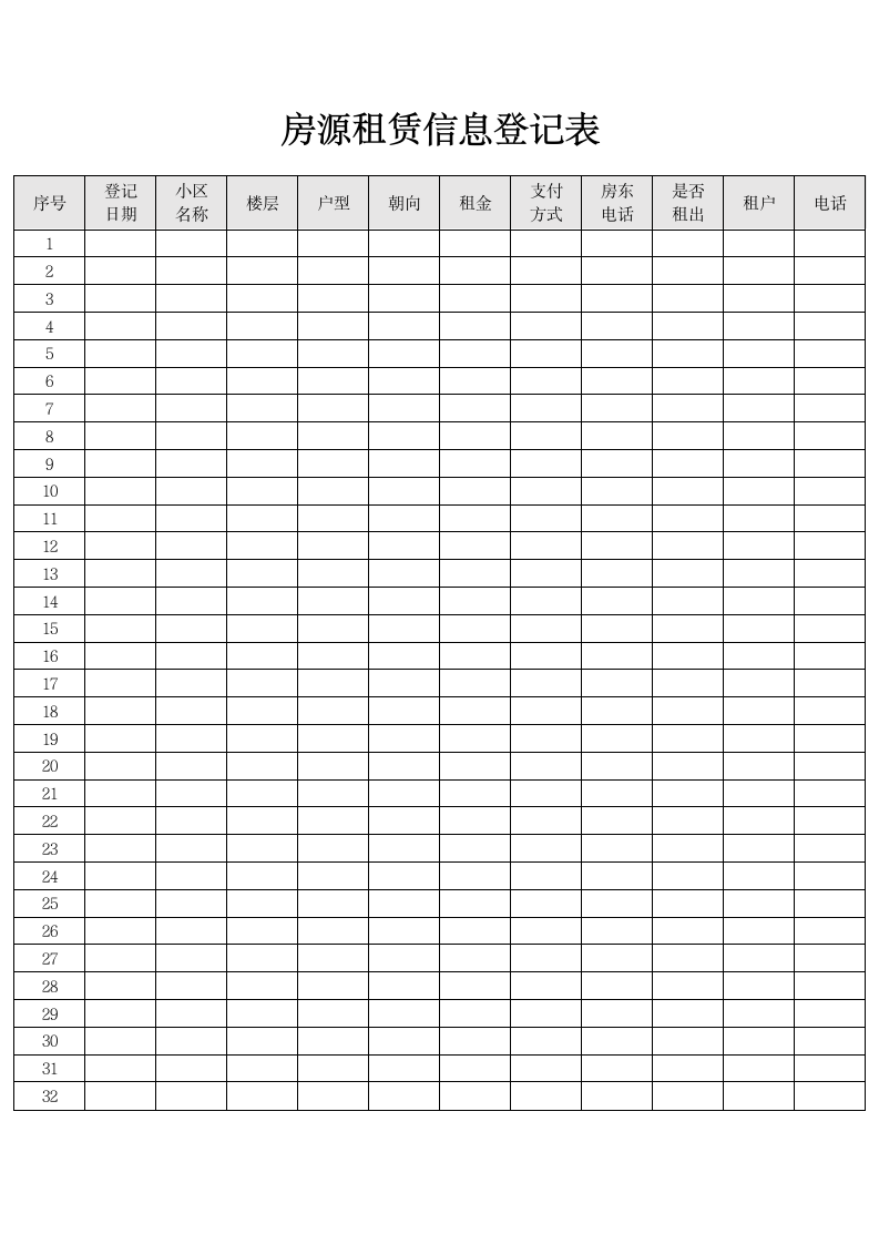 房源租赁信息登记表.docx第1页