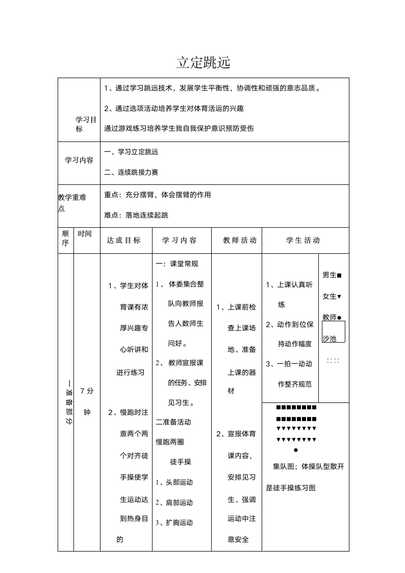 体育四年级下册立定跳远教案.doc