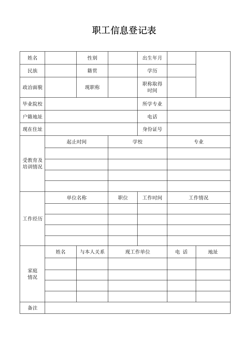 新职工信息登记表.docx