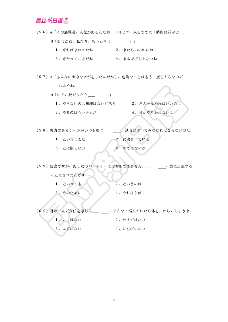 2012年12月日语3级语法第5页