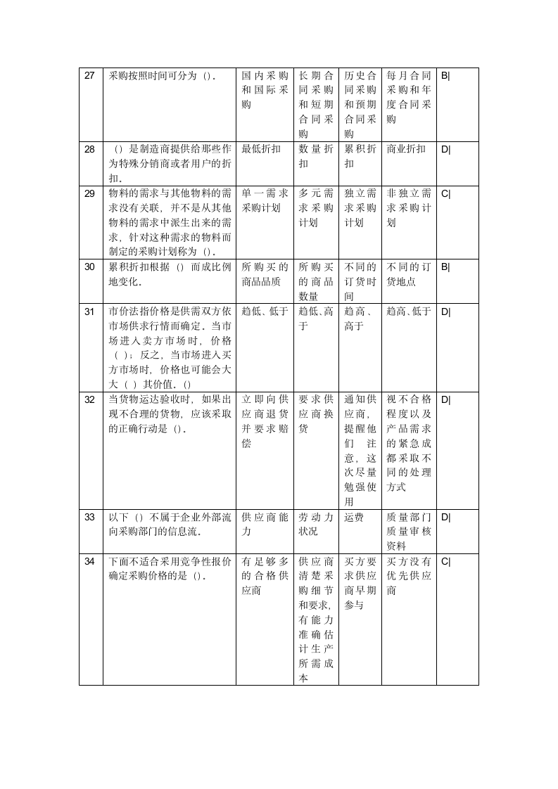 2014年物流员四级理论复习答案(新增)第3页