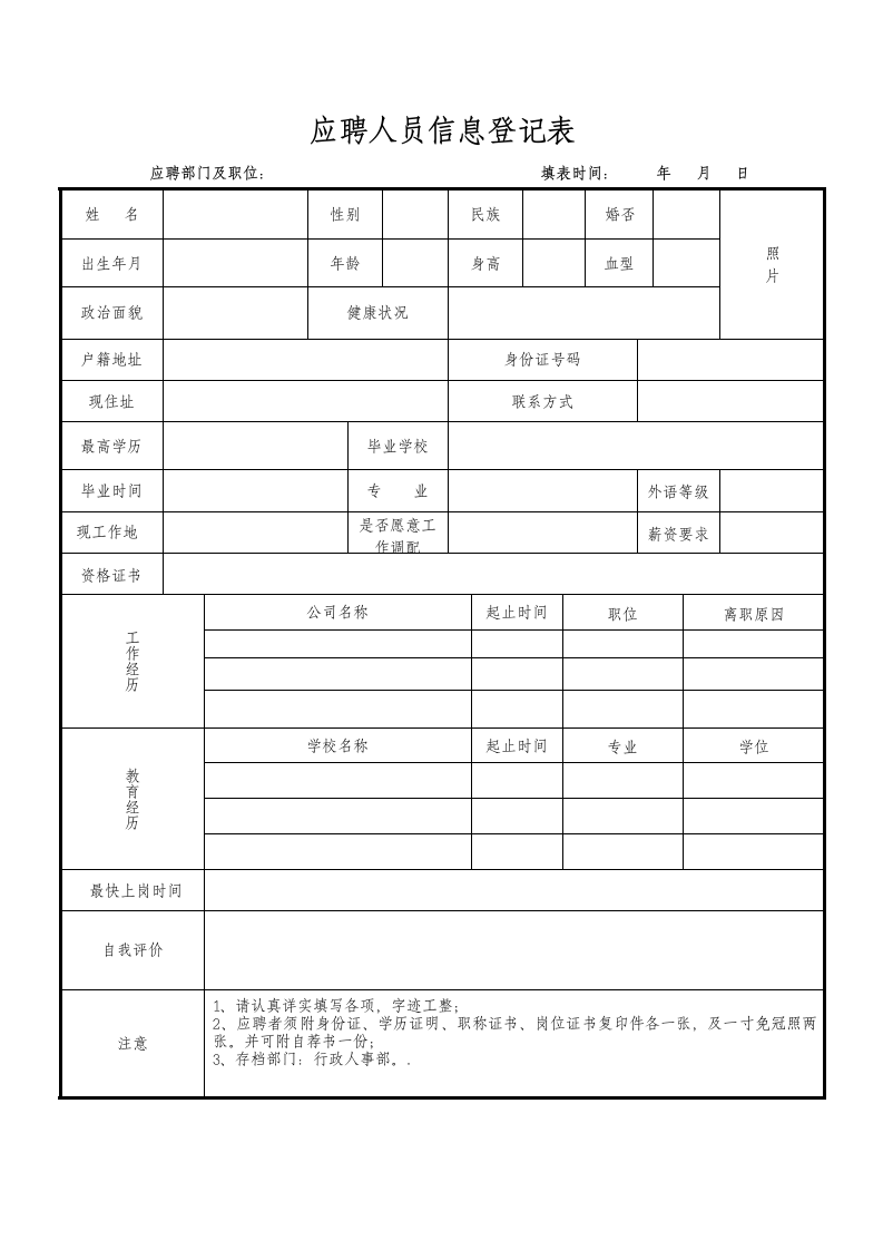 应聘人员信息登记表.docx