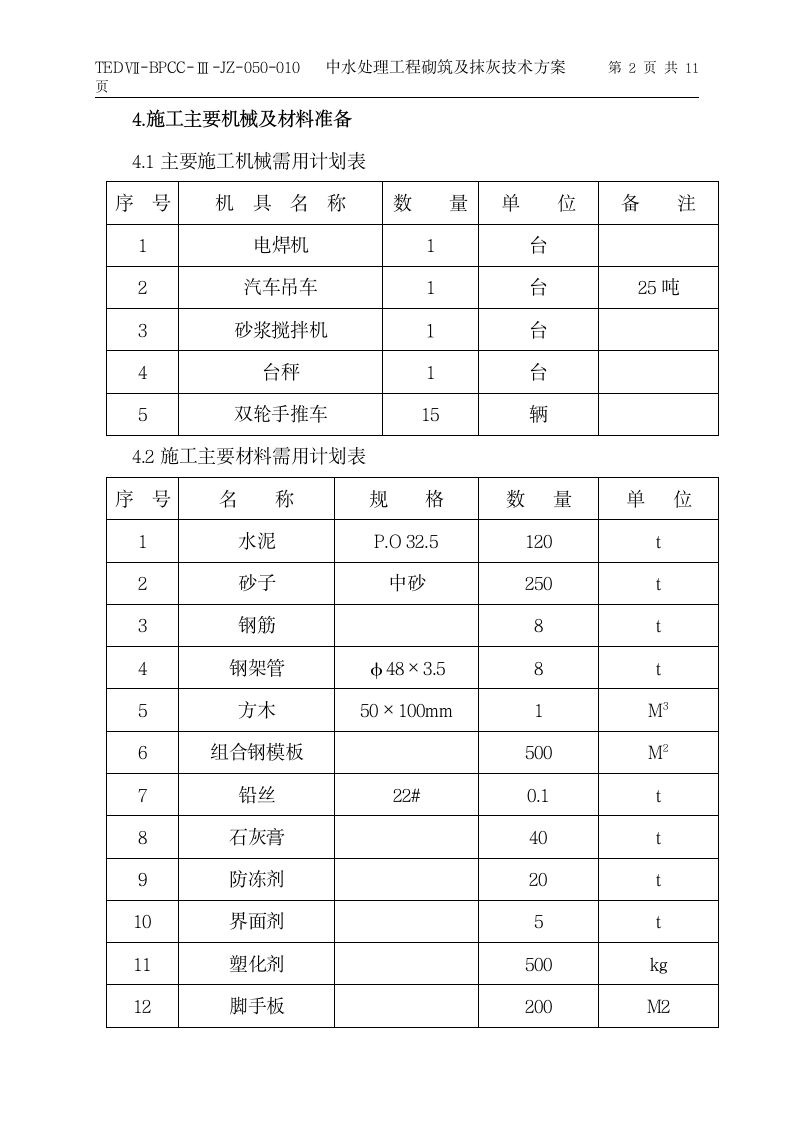 城市中水深度处理工程砌筑及抹灰技术方案.doc第2页