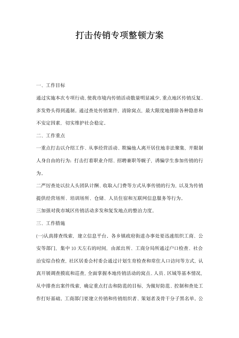 打击传销专项整顿方案.docx