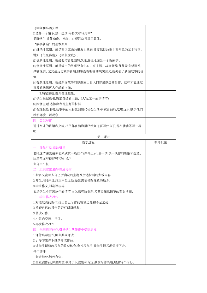 统编版四年级下册 习作-故事新编 表格式教案（2课时含反思）.doc第2页