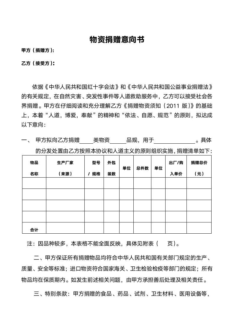 物资捐赠协议书.doc第1页