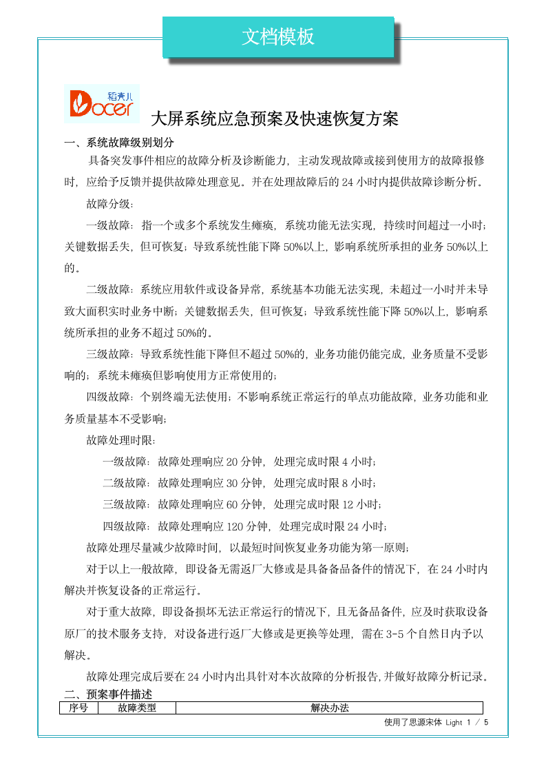 大屏系统应急预案及快速恢复方案.docx