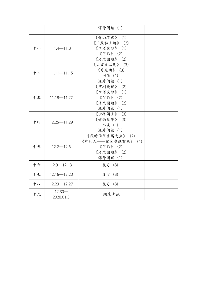 部编版小学语文六年级上册进度表.doc第2页