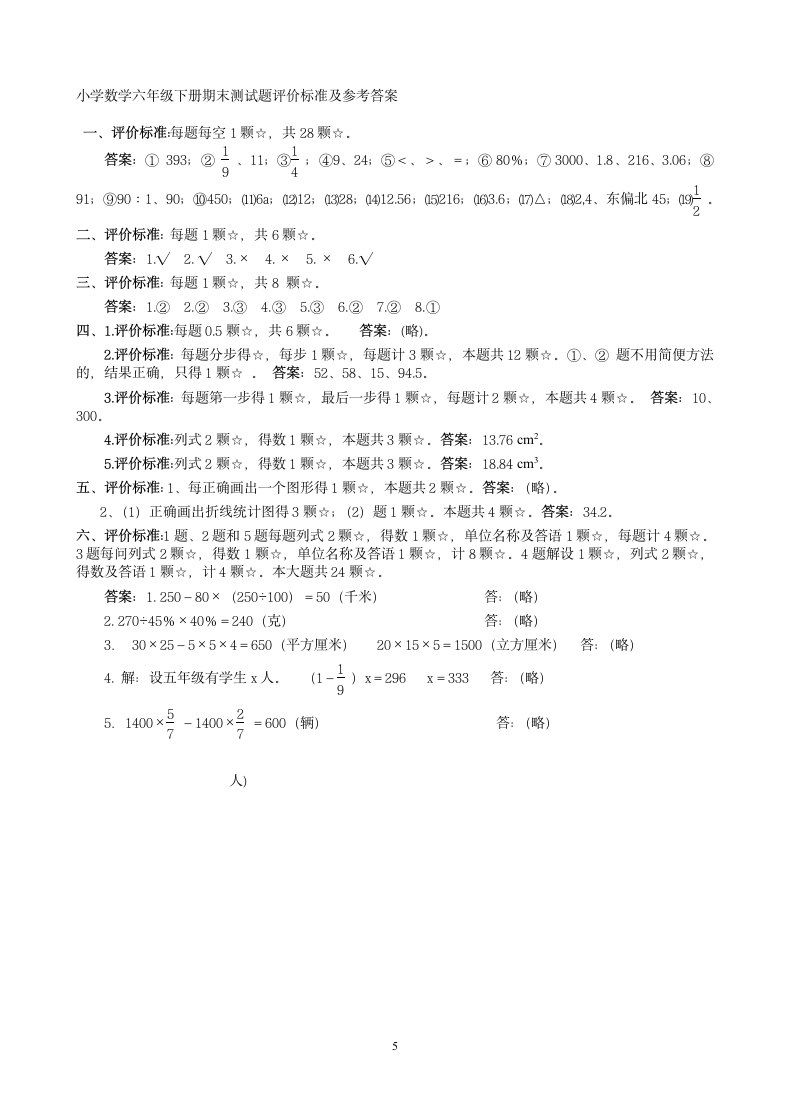 小学数学六年级升学模拟试题.docx第5页