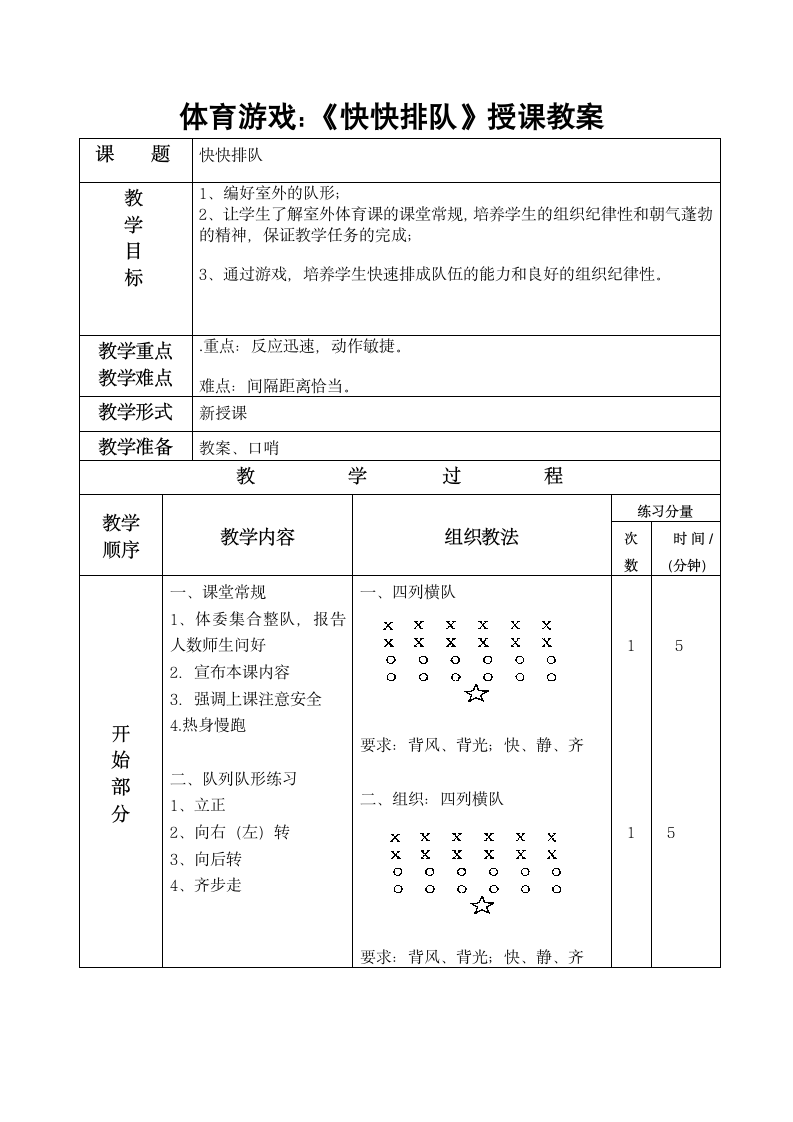 科学课标版一年级下册体育与健康 2游戏 快快排队  教案.doc第2页