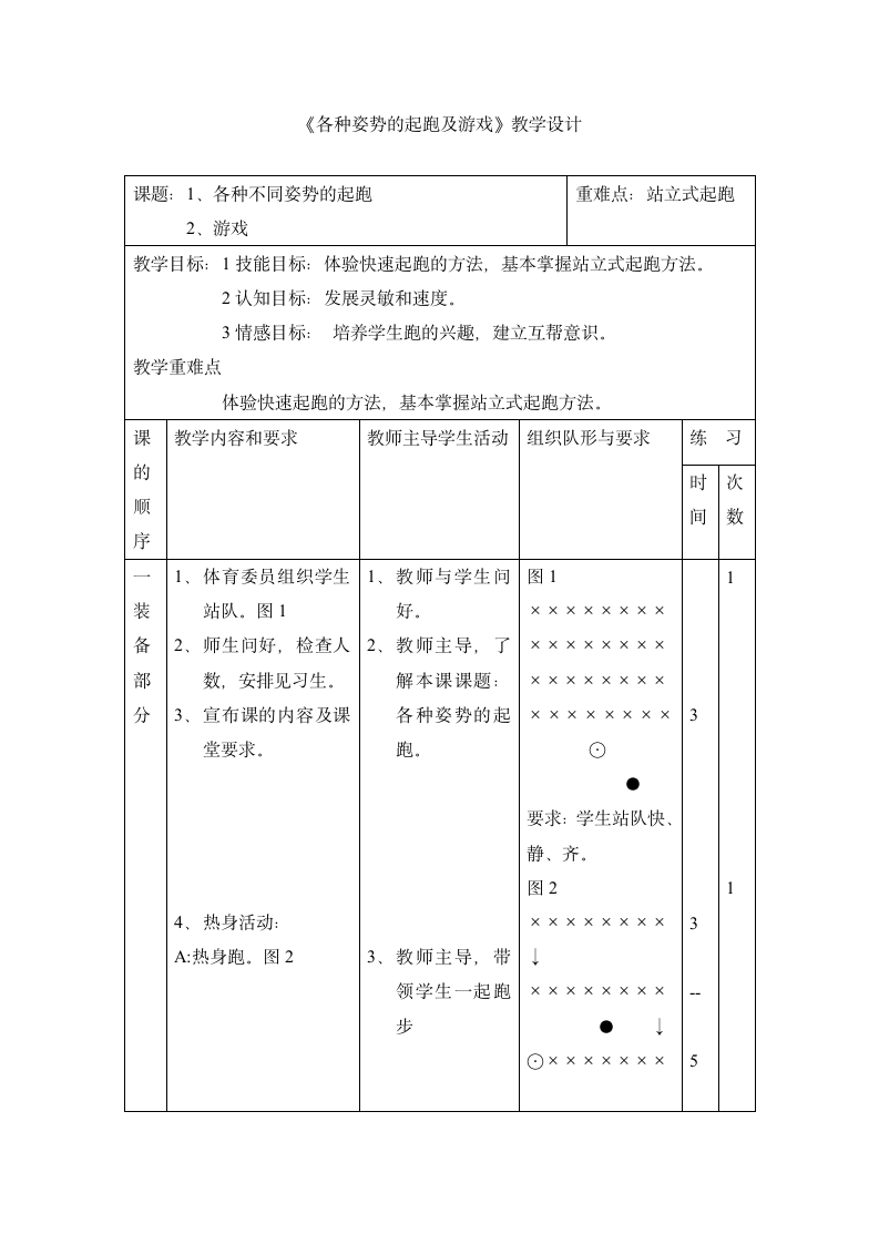 《各种姿势的起跑及游戏》教学设计（表格式）.doc第1页