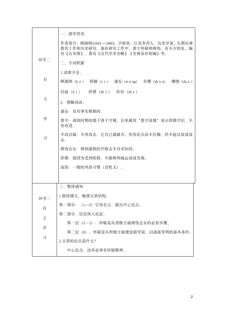 2018秋九年级语文上册第五单元18怀疑与学问教案部编版.doc第2页