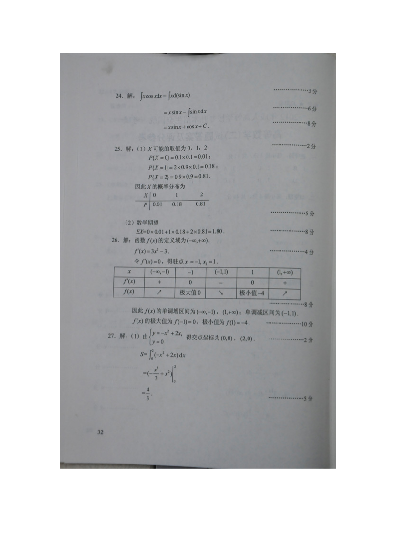 2012成人高考专升本高数(二)真题及官方答案第6页