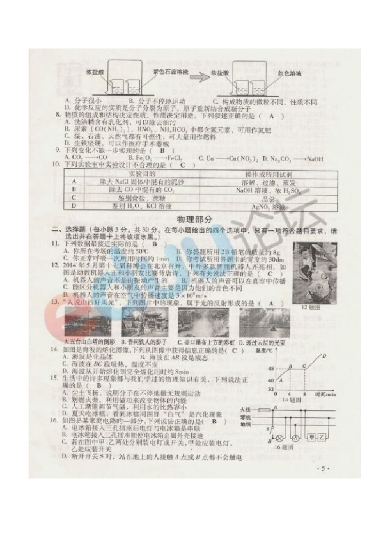 2014山西中考化学试题及答案第2页