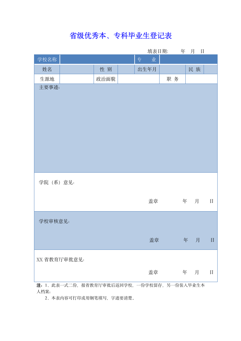 本、专科省优毕业生登记表.wps第2页