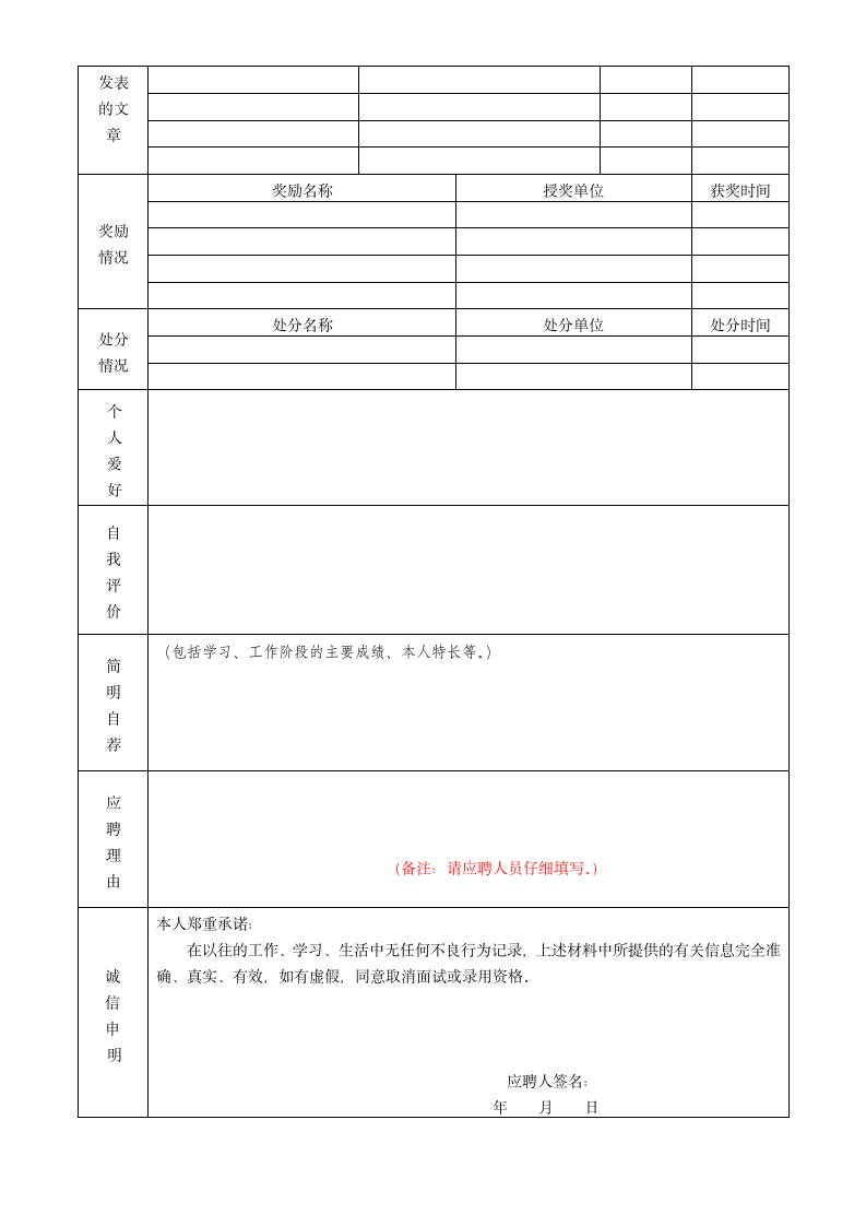 XX通讯公司社会招聘信息登记表.doc第2页