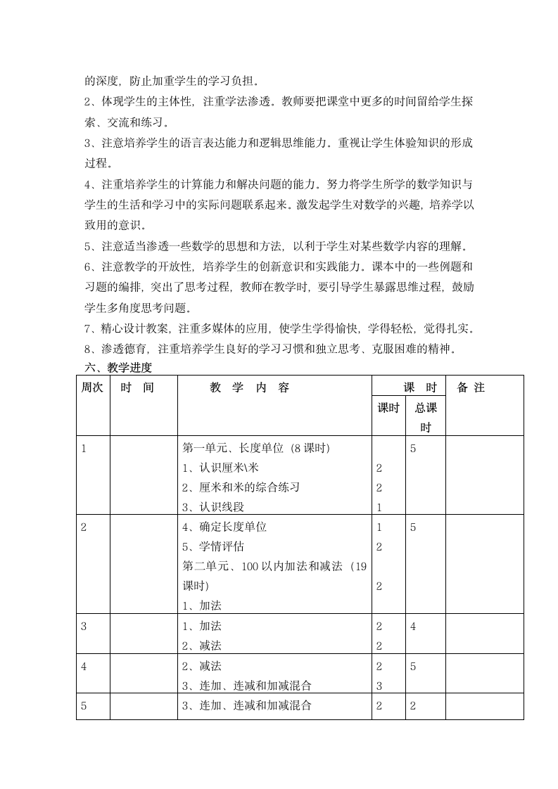 人教版数学二年级 上册 教学计划.doc第3页