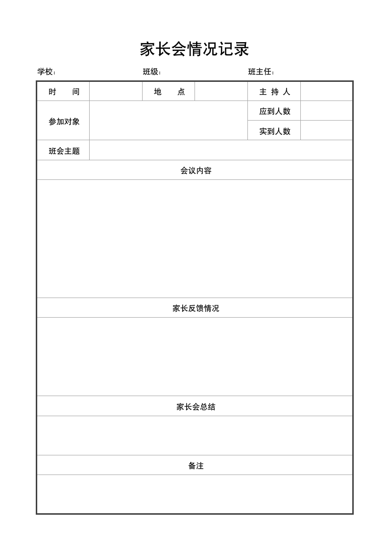 学校家长会会议记录模板.docx