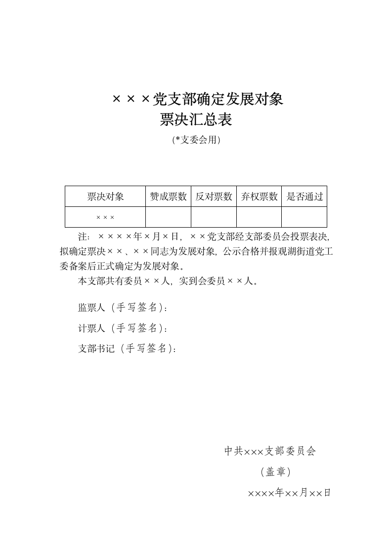 党支部确定发展对象表决票文档.docx第3页