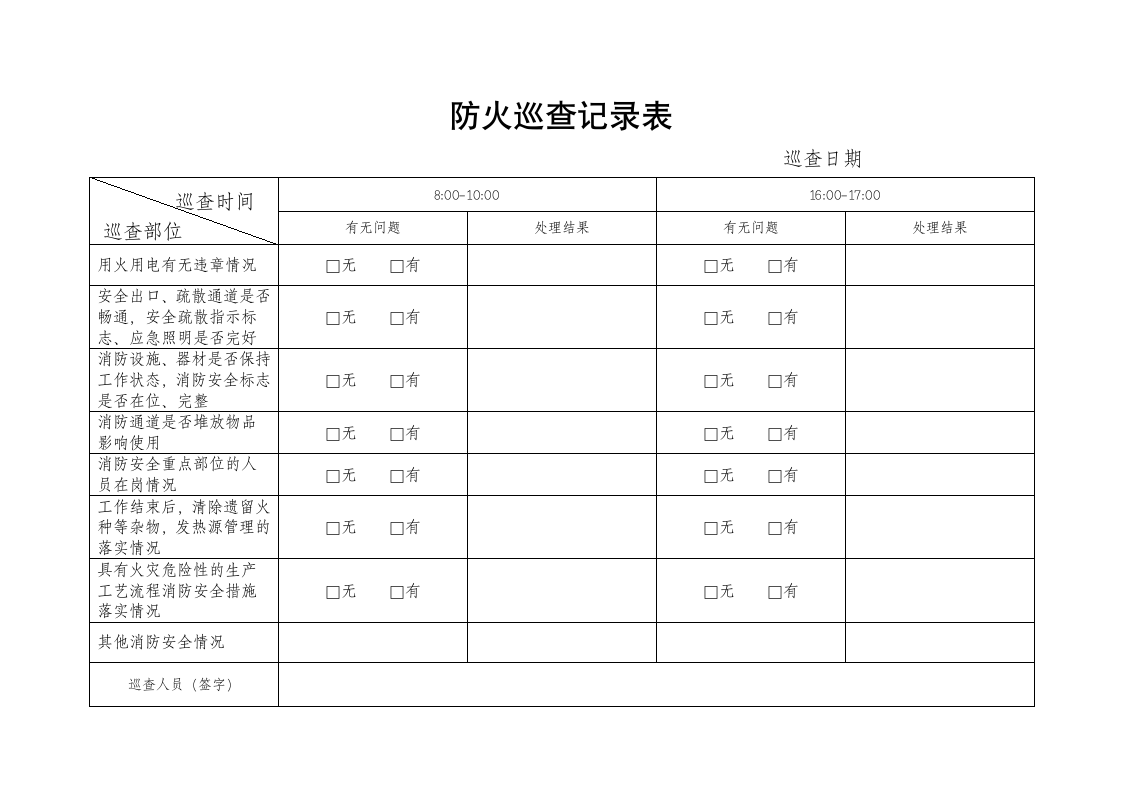 防火巡查记录模板.doc第3页