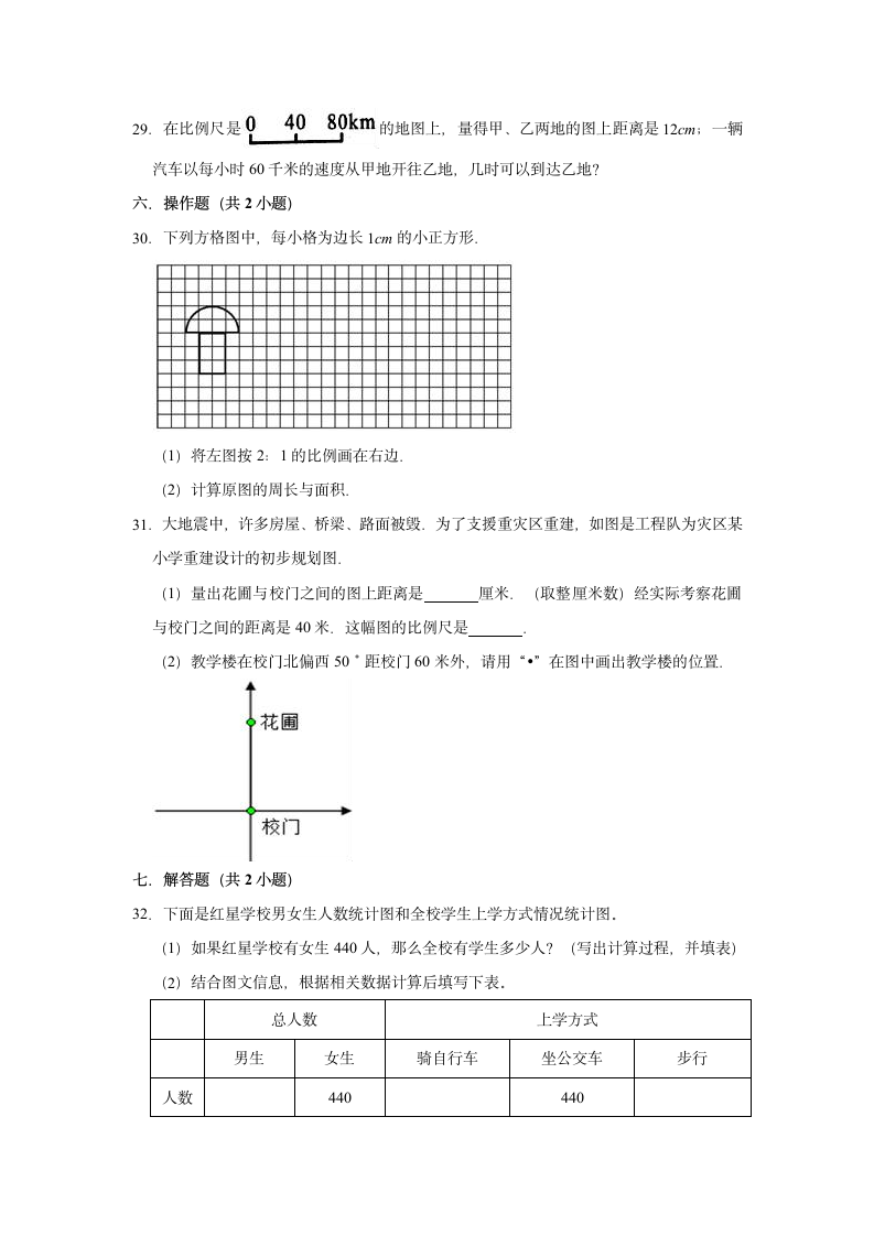 2020-2021学年苏教版小学六年级下册数学期中考试试卷（有答案）.doc第5页