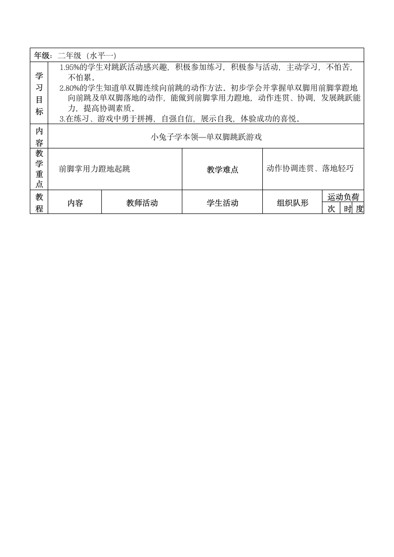 二年级体育教案- 小兔子学本领—单双脚跳跃游戏 全国通用.doc第3页