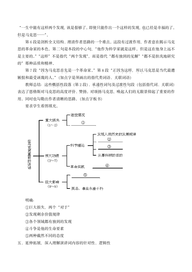 部编版高中语文必修下册10.2在马克思墓前的讲话_教案.doc第5页