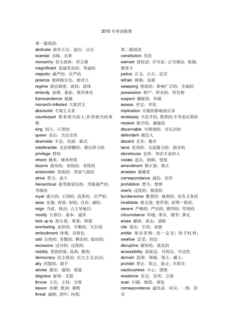 2015年考研英语一单词整理第1页