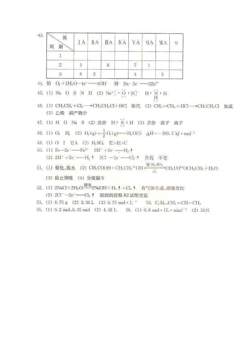 化学必修二作业本答案第13页