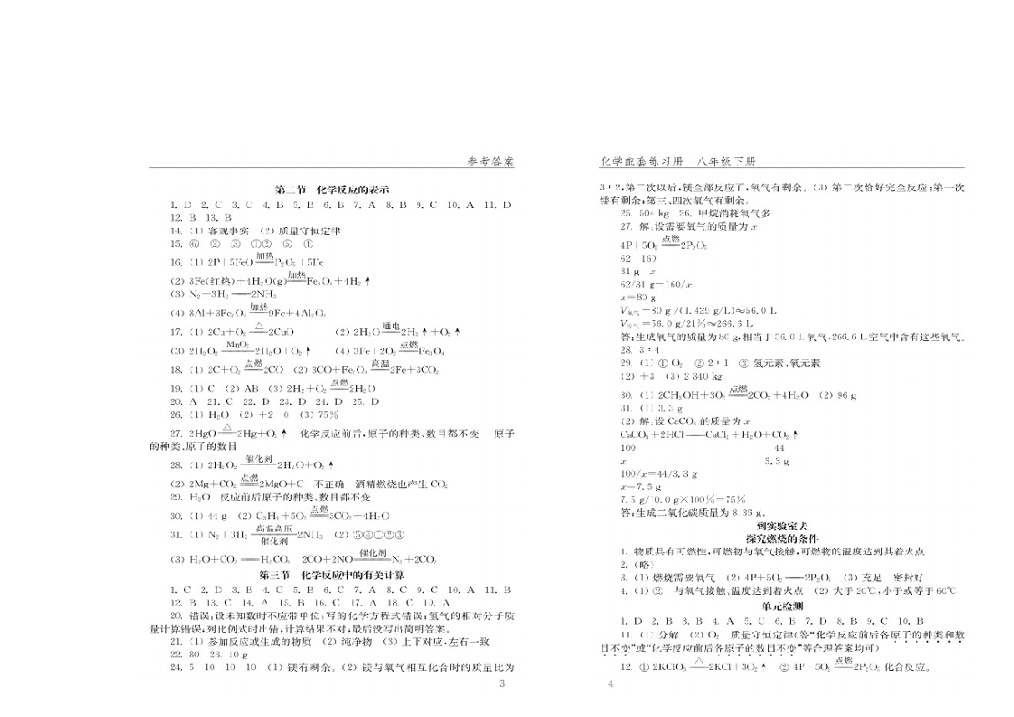 初三化学配套练习册下册答案第2页