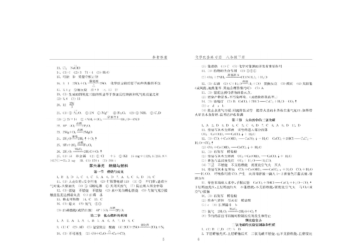 初三化学配套练习册下册答案第3页