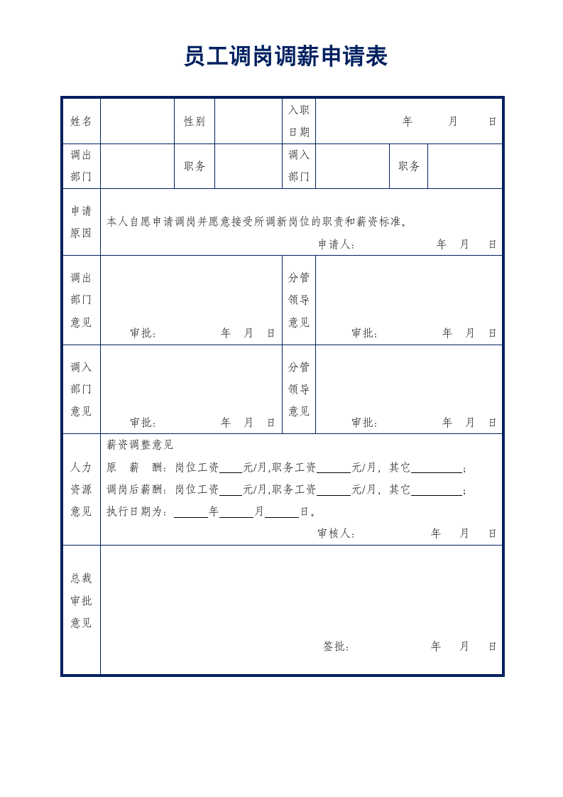 员工调岗调薪申请表.docx第1页