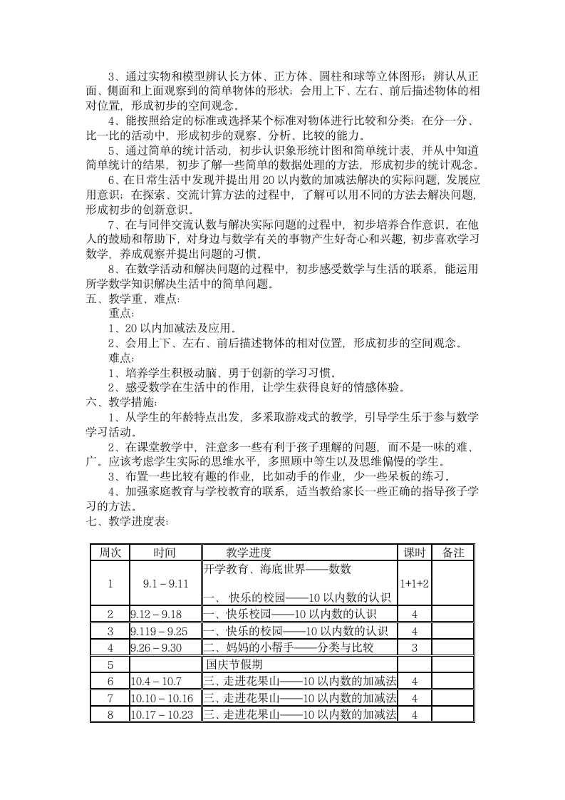 青岛版一年级数学上册教学计划.doc第2页