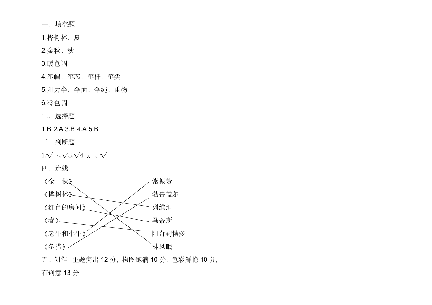 人美版四年级上册美术达标测试.doc第2页