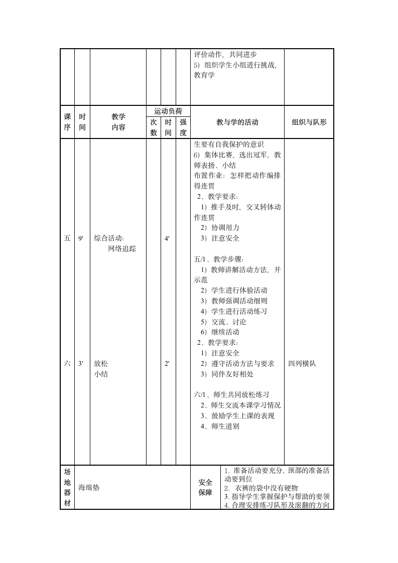 滚翻组合（教案）体育五年级下册.doc第2页