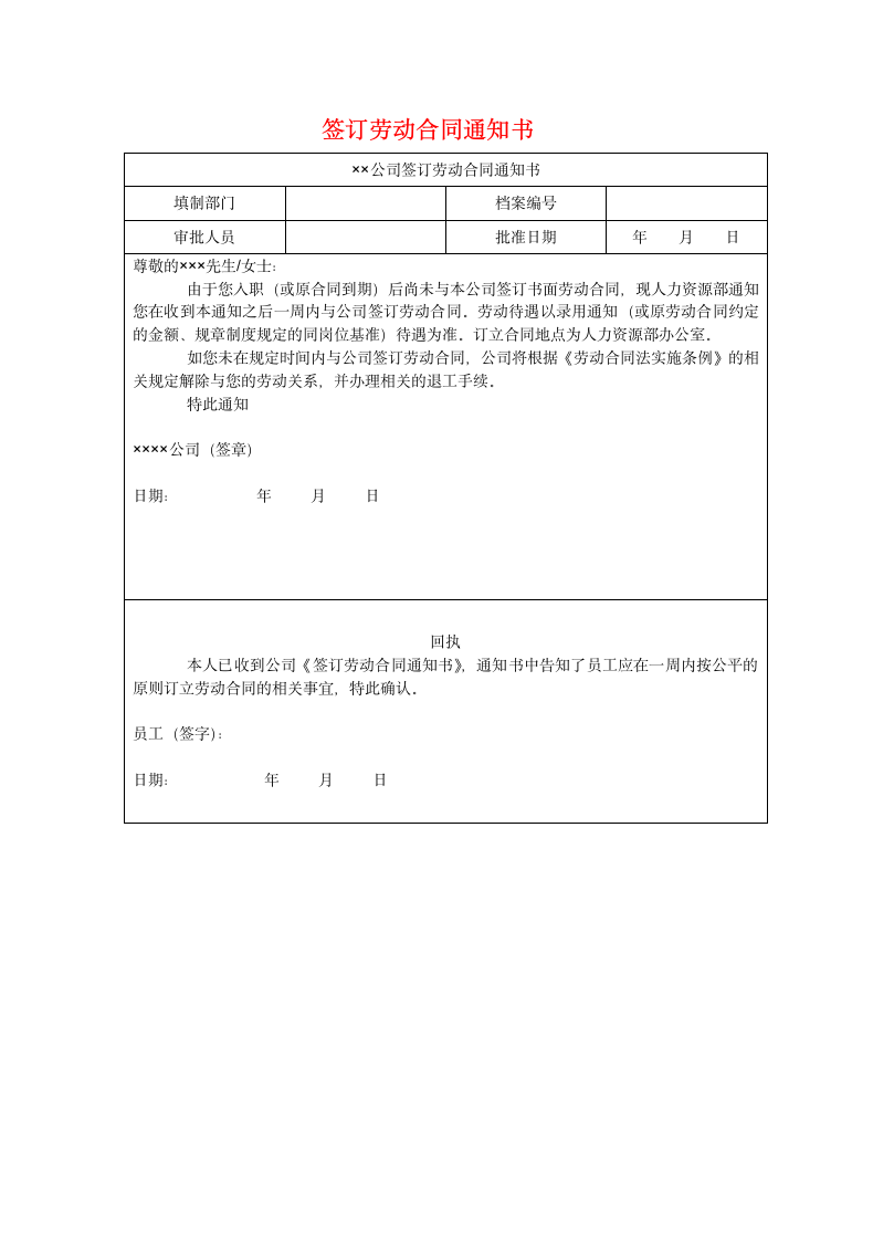 签订劳动合同通知书.doc