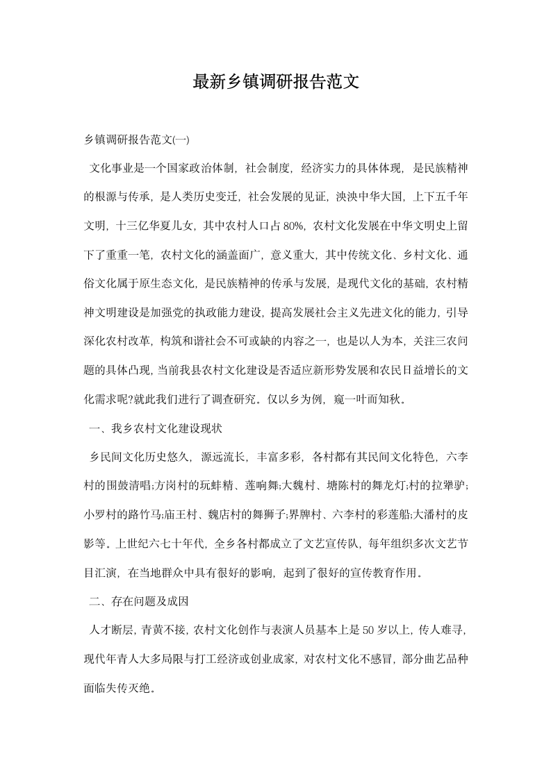 乡镇调研报告范文.docx