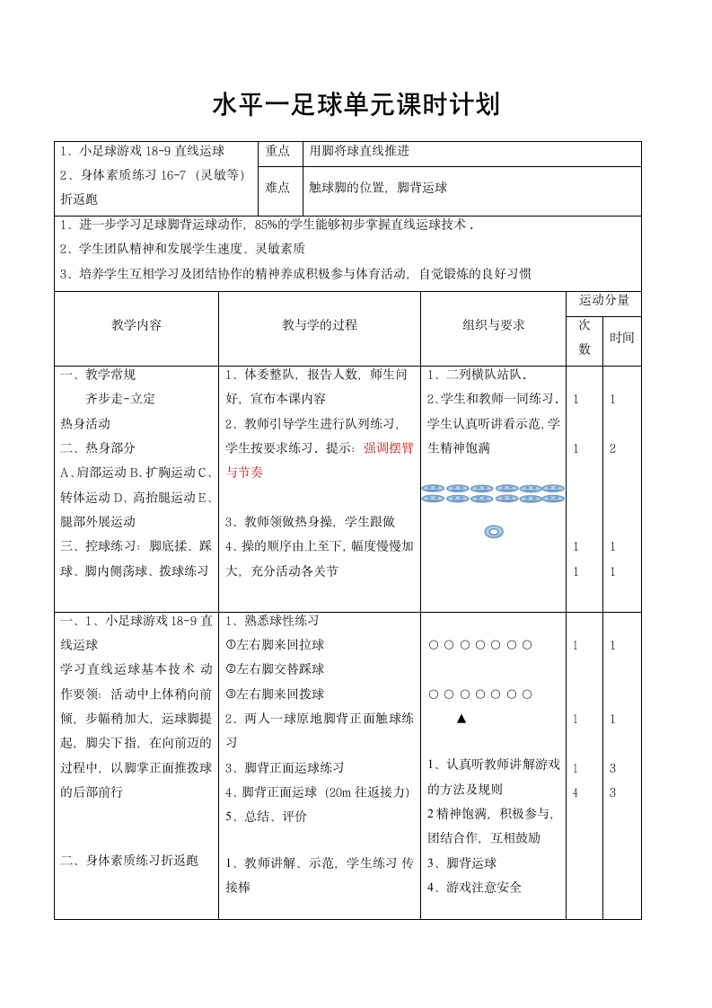 小足球游戏-直线运球（教案）- 体育一至二年级（表格式）.doc第1页