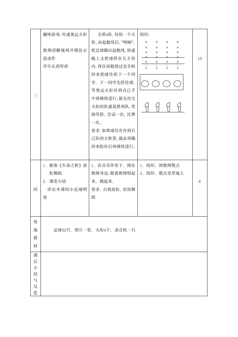 通用版 三年级下学期 足球游戏课  教案 （表格式）.doc第3页