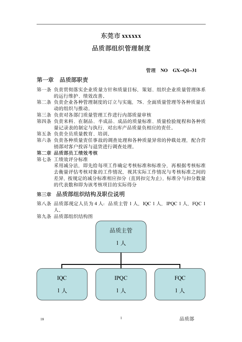 品质部组织管理制度.doc第1页