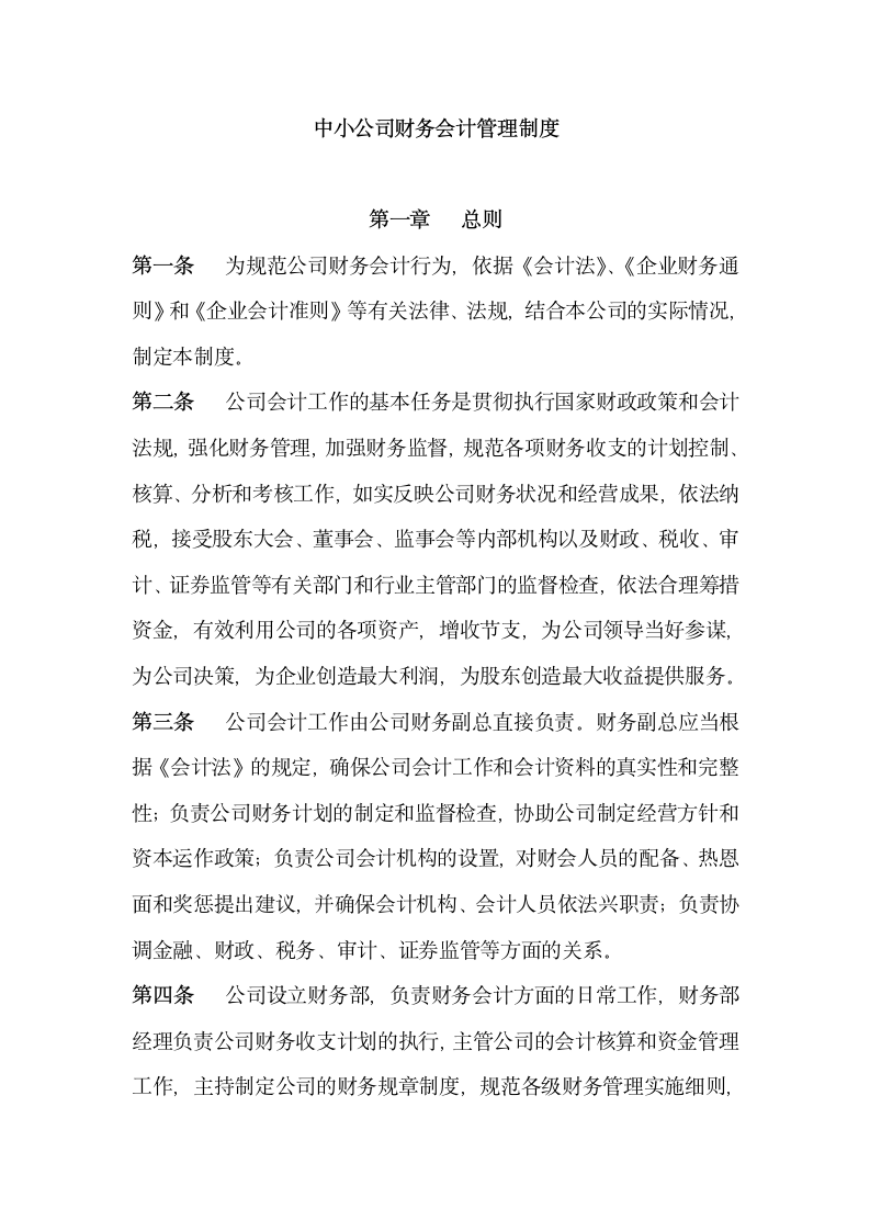 中小公司财务会计管理制度.docx第1页