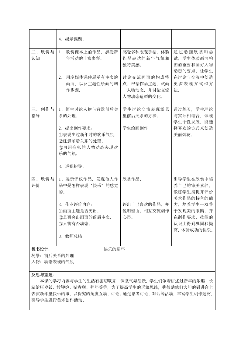 沪教版 四年级下册美术 第2课 快乐的新年 教案（表格式）.doc第2页