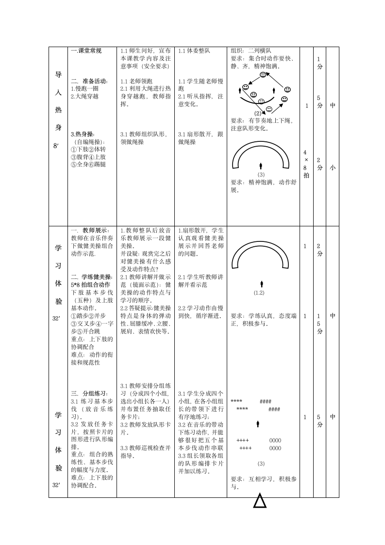 健美操（教案） 体育五年级下册.doc第3页