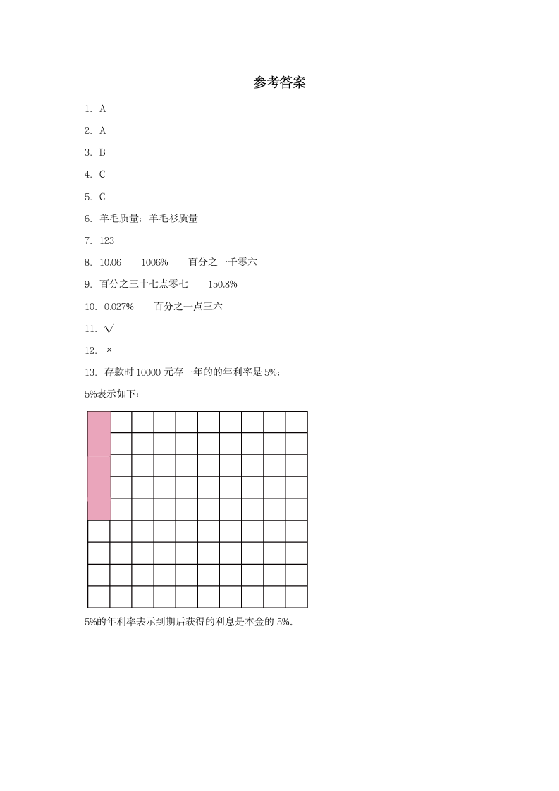 人教版六年级上册数学同步练习 6.1 百分数的意义（含答案）.doc第3页